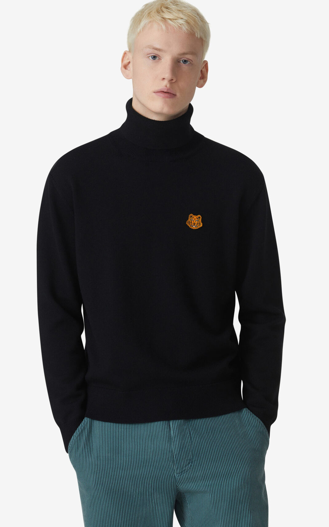 Pull Kenzo Tiger Crest roll neck Homme Noir | RQFC-17623